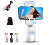 Smart AI Trépied de téléphone à reconnaissance faciale, rotation à 360°, trépied de suivi automatique du visage, télécommande et contrôle gestuel, sans application, angle réglable et rabattable (blanc