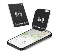 Smart Air Tag Traceur Rechargeable Wallet Tracker Carte, Bluetooth Localisateurs d’Objets Compatible avec Apple Localiser App (iOS Uniquement), pour Bagages/Sacs à Main/Passeports/Clés, Noire, 2 Pack