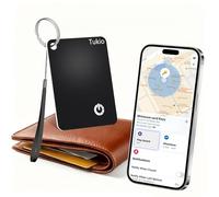 Smart Air Tracker Card,Noir-1Pack- Compatible avec Find My (iOS Uniquement), Wallet Tracker Card avec Recharge sans Fil et Protection IP68, Finder Compatible avec Anneau de clés et dragonne en Nylon.