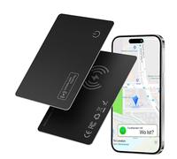 Smart Air Tracker Carte Tag, Rechargeable Wallet Traqueur Compatible avec Find My (iOS Uniquement), Localisateur d'objets Carte Mince 1,6 mm pour Valises/Sacs à Main/Valises/Sacs de Voyage (2pcs)