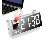 Smart Alarm Clock, Display Projection Clocks, Alarm Clock with Projector, Bedside Alarm Clock, LED Display Alarm Clock, 180 Degree Rotatable Clock, Digital Time Projector for Home Or Travel Use