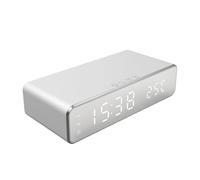 Smart Alarm Clock, Wireless Charging Bedside Station, 5.5 inch Phone Stand with Temperature Display, LED Acrylic Display, Charging Dock with Modern Style, Desk Organizer for Bedroom Office