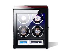 Smart Automatic Watch Winder Soft Watch Pillow and LED Light 5 Mode and Remote Control Mute Motor Watches Winding Box (4+0)