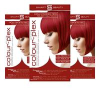 Smart Beauty Hollywood Red Hair Dye - Permanent, Anti-Breakage Plex Hair Care, Vegan & Cruelty-Free, PPD Free, 100% Grey Coverage, Bright Red Hair Colour (pack of 3)