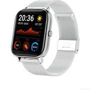Smart bluetooth watch P8 silver steel bracelet résistant à l'eau fréquence cardiaque température corporelle