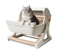 Smart Cat Litter Box - Semi-Automatic Litter Boxes,Safety Odorless Deodorizer Large Cleaner with Open-Top Design for Furniture Corner Outdoor Travel Apartment