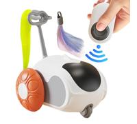 Smart Cat Teaser, Remote Control Toy, Rechargeable Kitten Gear, Interactive Indoor Game, Electronic Exercise Tool, Portable Gray Station for Pet Home Office Apartment Living Room Social Play Use