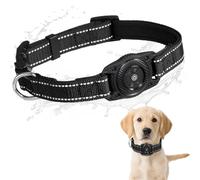 SMART CC Air Tags Collier pour chien étanche avec puce Air Tag de suivi GPS pour Apple Find My (iOS uniquement), bandes réfléchissantes réglables et rembourrées avec puce Air Tag, noir, S (26 à 35 cm)