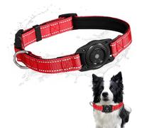 SMART CC Air Tags Collier pour chien étanche avec puce Air-Tag pour Apple Find My (iOS uniquement), bande réfléchissante réglable, collier de suivi GPS ultra durable, rouge, taille M (31,4 à 44,3 cm)