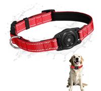 SMART CC Collier pour chien étanche avec puce pour Apple Find My (iOS uniquement), support réglable pour étiquettes d'air pour chiens de petite et grande taille, rouge, taille L (36,8 à 55,6 cm)
