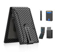 SMART CC Portefeuille pour homme : portefeuille pop-up en cuir véritable, à deux volets, blocage RFID, fin, minimaliste, fin - Capacité de 13 cartes, fenêtre d'identité, sangle pour espèces, cadeau