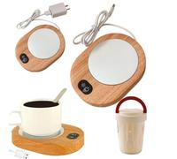 Smart Coffee Warmer USB Mug Heated 5.51 x 4.33 x 0.79 inch with Rechargeable Battery Wood Grain Desk Accessory Stylish Design Heater (1)