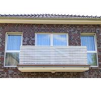 Smart Deko 90 x 200 cm - Bandes en polyéthylène gris et blanc pour balcon, revêtement brise-vue et protection UV pour balcon, jardin, camping et loisirs - 90 x 200 cm - Rayures grises et blanches