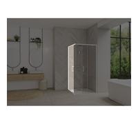 Smart Design accès d'angle clt sans seuil 90 profilé blanc verre transparent g - KINEDO PA90164BTNEG