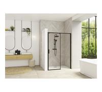 Smart Design coulissante sans seuil 110 profilé noir verre transparent d - KINEDO PA90113NTNED