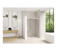 Smart Design coulissante sans seuil 90 profilé blanc verre transparent d - KINEDO PA90110BTNED