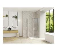 Smart Design porte pivotante angle sans seuil 95 profilé blanc verre transparent - KINEDO PA90175BTNE