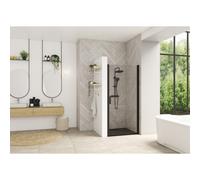 Smart Design porte pivotante sans seuil 90 profilé noir verre transparent - KINEDO PA9044NTNE