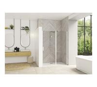 Smart Design porte pivotante XXL sans seuil 120 profilé blanc verre transparent - KINEDO PA9051BTNE