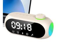 Smart Digital Clock - Audio Speaker for Bedroom Office | Abs with Electronic Components, Beige Black Design, Wireless Alarm Device with Type-C Charging, Home Living Room and Dormitory Hotel Study