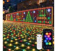 Smart DIY Outdoor Net Lights, RGB LED Mesh Lights (1.6m*9.6m-1536leds) | Text & Pattern Creation, App/Remote Control, Music Sync, Timer & Effects, USB Powered Window, Fence Christmas Halloween Decor