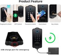 Smart Door Lock Water Resistant Auto 5 in 1 f��r l'application TTLOCK Carte IC 150 codes Empreinte digitale électronique avec levier de poignée Set avant avant