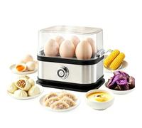 Smart Egg Boiler Electric with Auto Shut-Off, 6 Capacity Boiled Egg Cooker and Egg Steamer, Stainless Steel Multifunctional Food and Vegetable Steamer Electric For Soft, Medium, Hard Boiled Eggs (1)