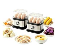 Smart Egg Boiler Electric with Auto Shut-Off, 6 Capacity Boiled Egg Cooker and Egg Steamer, Stainless Steel Multifunctional Food and Vegetable Steamer Electric For Soft, Medium, Hard Boiled Eggs (2)