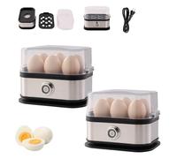 Smart Egg Cooker with Auto Shut, 2025 New Rapid Egg Cooker Electric 6 Eggs Capacity, Hard, Medium, Soft Boiled Egg Poacher, egg steamer, Multi-function Knob Controled Auto Shut-Off Function (2pcs)