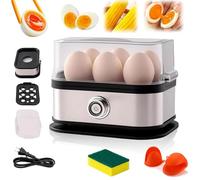 Smart Egg Cooker with Auto Shut, Electric 6-Eggs Cooker with Knob Controled, 2025 Upgraded Multifunctional Stainless Steel Egg Cookers, Perfect Soft Hard Boiled Eggs (1pc)