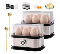 Smart Egg Cooker with Auto Shut, Multi-function Rapid Egg Cooker Electric 6 Eggs Capacity, Hard, Medium, Soft Boiled EggPoacher, Eggs Steamer, Knob Controled Auto Shut-Off Function (2Pcs)