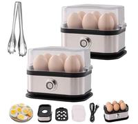 Smart Egg Cooker with Auto Shut, Rapid Egg Cooker Electric 6 Eggs Capacity, Effortless Egg Cooking with The Ultimate Stainless Steel Egg Cooker for Boiled, Poached, and Scrambled Eggs (2 Pcs)