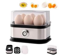 Smart Egg Cooker with Auto Shut, Rapid Egg Cooker Electric 6 Eggs Capacity, Hard, Medium, Soft Boiled Egg Poacher, egg steamer, Poached with A Silicone Insulation Clip (1PC)