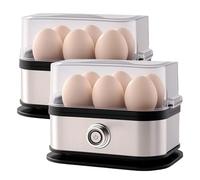 Smart Egg Cooker with Auto Shut, Rapid Egg Cooker Electric 6 Eggs Capacity, Hard, Medium, Soft Boiled Egg Poacher, egg steamer, Multi-function, Poached with A Silicone Insulation Clip (2pcs)
