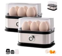 Smart Egg Cooker with Auto Shut, Rapid Egg Cooker Electric 6 Eggs Capacity, Hard, Medium, Soft Boiled Egg Poacher, egg steamer, Poached with A Silicone Insulation Clip (2pcs)