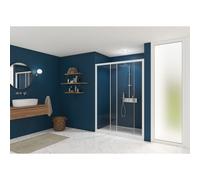 Smart Express Porte Coulissante 100X190 Cm Profile Blanc Verre Transparent - KINEDO PA1911BTNE