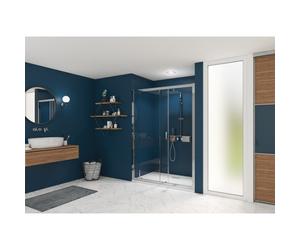 Smart Express Porte Coulissante 120X190 Cm Profile Chrome Verre Transparent - KINEDO PA1913CTNE