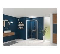 Smart Express Porte Coulissante Angle 80X190 Cm Profile Blanc Verre Transparent - KINEDO PA1921BTNE