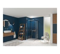 Smart Express Porte Coulissante Angle 80X190 Cm Profile Chrome Verre Transparent - KINEDO PA1921CTNE