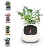 Smart Flowerpot, Ai Smart Plant Pot avec expressions multiples, Assistant d'usine d'entretien, 7 capteurs intelligents, prend en charge l'intégration Smart Home, maintenance Big Data des plantes blanc