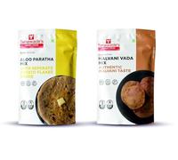 Smart Food Aloo Paratha Dual Combo-03, Instant Aloo Paratha, Malvani Vada Mix, prêt à cuisiner, aliments maison avec saveurs cueillies à la main, lot de 2 (un de chaque)