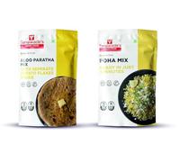 Smart Food Aloo Paratha Dual Combo-05, Instant Aloo Paratha, mélange Poha, prêt à cuisiner, aliments maison avec saveurs cueillies à la main, lot de 2 (un de chaque)