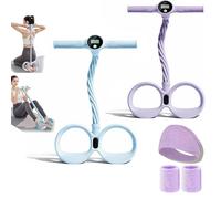 Smart Foot Pedal Puller, 6 Tube Pedal Puller Resistance Band with Digital Counter & Handles, Multifunction Elastic Yoga Resistance Band, for Full Body Stretching & Yoga Toning (Purple+Blue)