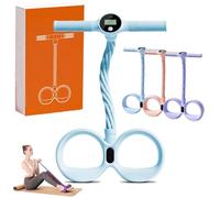 Smart Foot Pedal Puller with Counter, 6 Tube Pedal Puller Resistance Band with Digital Counter & Handles, Fitness Resistance Bands for Full Body Stretching & Yoga (Blue)