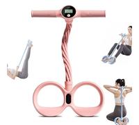 Smart Foot Pedal Puller with Digital Counter, 2026 Upgrade Adjustable 6-Tube Pedal Ankle Puller Resistance Band with Handle,Abdominal Trainer,Sit-Up Training Equipment,Body Trainer for Home (Pink)