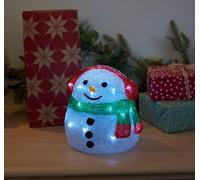 Smart Garden InLit Bonhomme de neige glacé - Décoration de Noël en acrylique à piles de 19 cm avec 24 LED blanc froid - Décoration festive d'intérieur et d'extérieur avec minuterie automatique