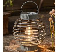 Smart Garden Lampe Solaire LED Grise Style Lanterne Filament Rattan Suspendue