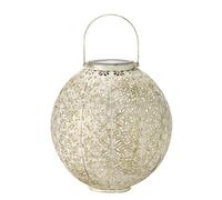SMART GARDEN-Lanterne Damasquette coloris beige effet blanc froid en métal Smartgarden - 18 x 18 x 18 cm