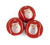 Smart Garden Lot de 3 balles de tennis de Noël pour chiens - Rouge - 6 cm - Jouet de Noël pour chien - Cadeau idéal pour les chiens, cadeau festif pour chien, jouet doux pour chien