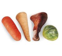 Smart Garden Lot de 4 jouets de fête de Noël pour chien - Dinde, carotte, panais et germe, jouet pour chien sur le thème du dîner de Noël - Cadeau parfait pour les chiens, cadeau festif pour chien,